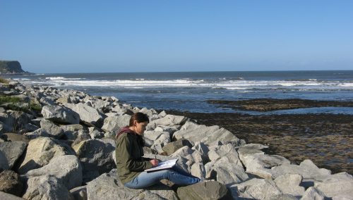 Janine Baldwin Sketching at South Bay, Scarborough