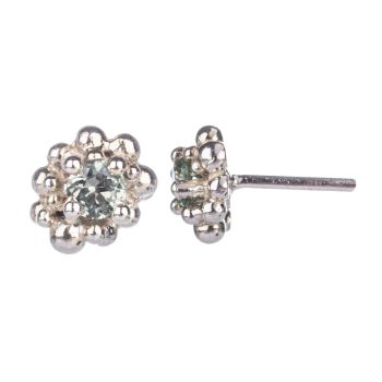 Cluster earrings with sapphire by Hannah Bedford in silver