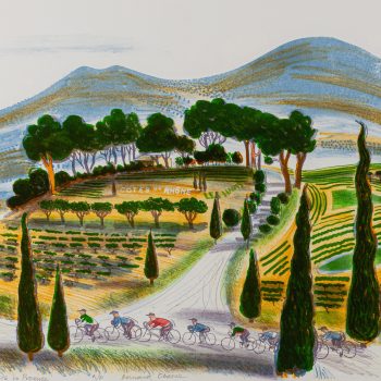Cyclists in Provence 1993 by Bernard Cheese RE, Lithograph