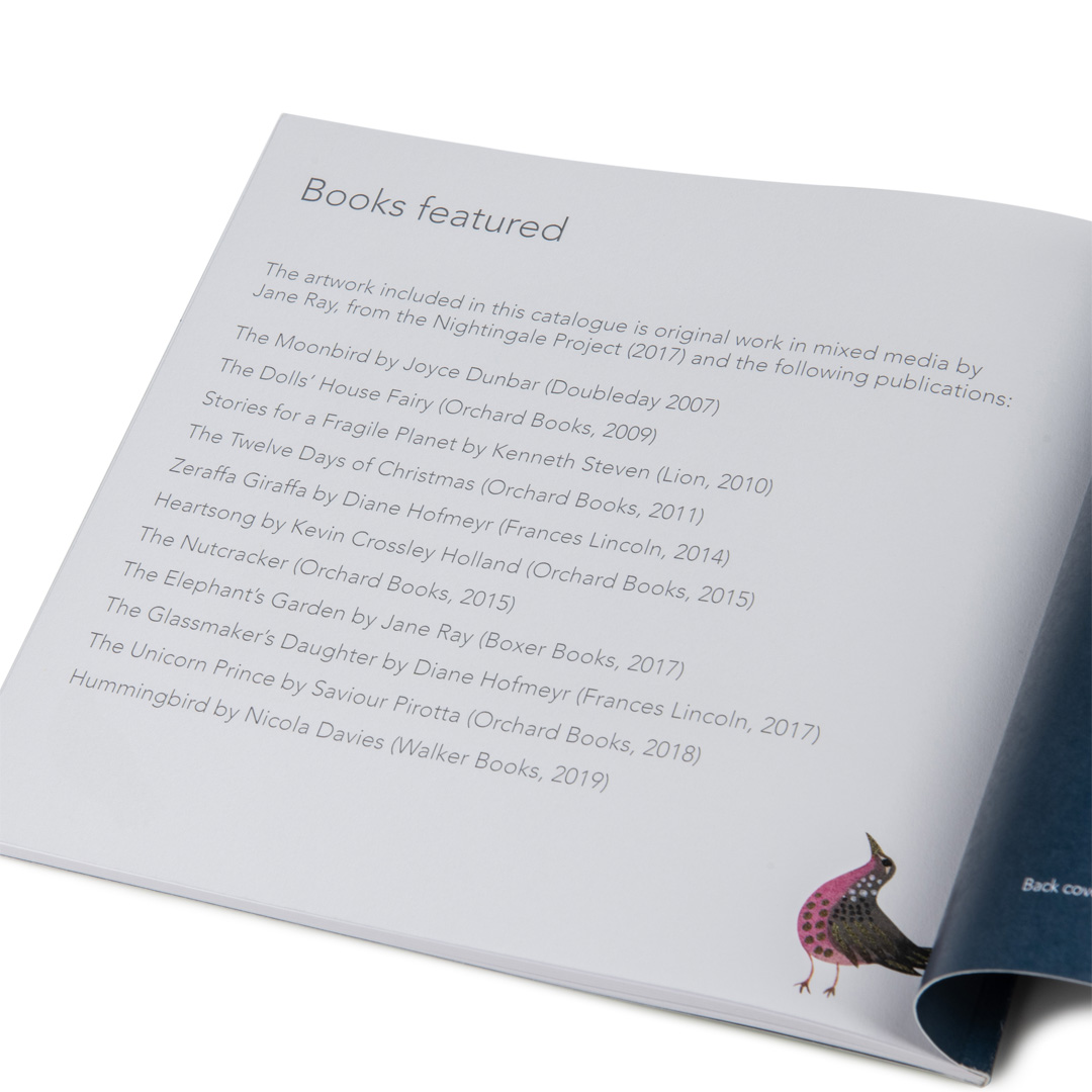 Back page of Jane Ray Exhibition Catalogue