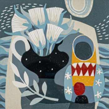 Leaf and Cherry by Jane Walker, linocut