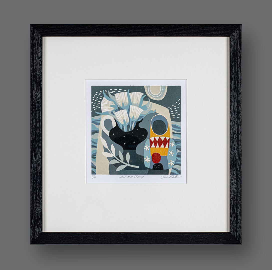 Leaf and Cherry by Jane Walker, framed