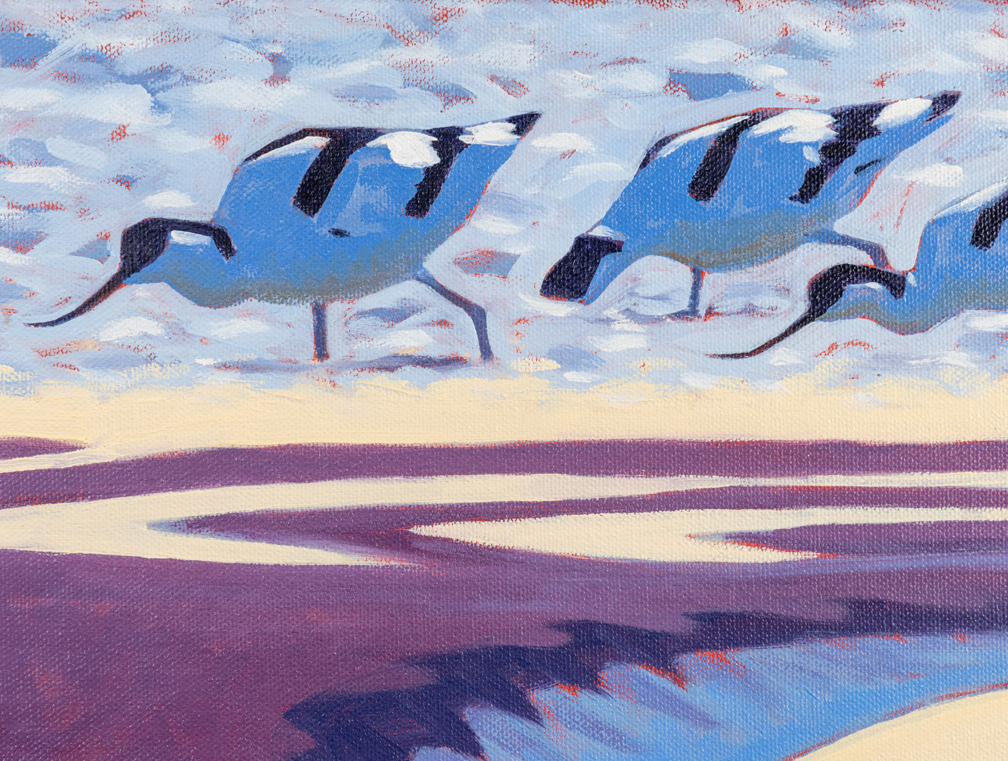 Detail of Creek shapes & Avocets by Richard Allen