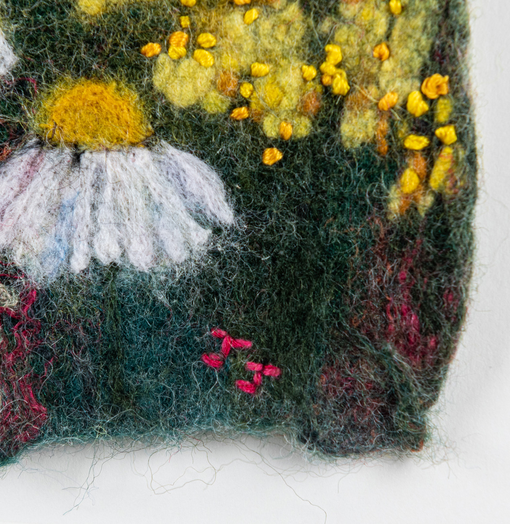 Signed detail of Lindisfarne Walled Garden by Janine Jacque