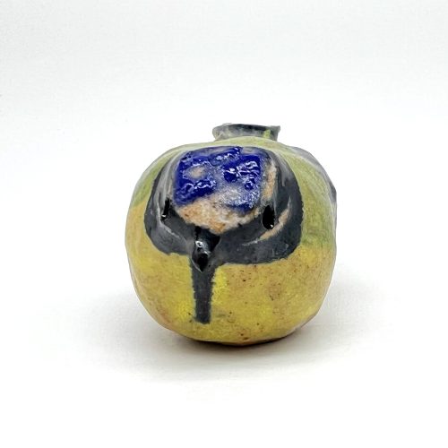 Blue Tit, ceramic bird by Elissa Palser (front view)