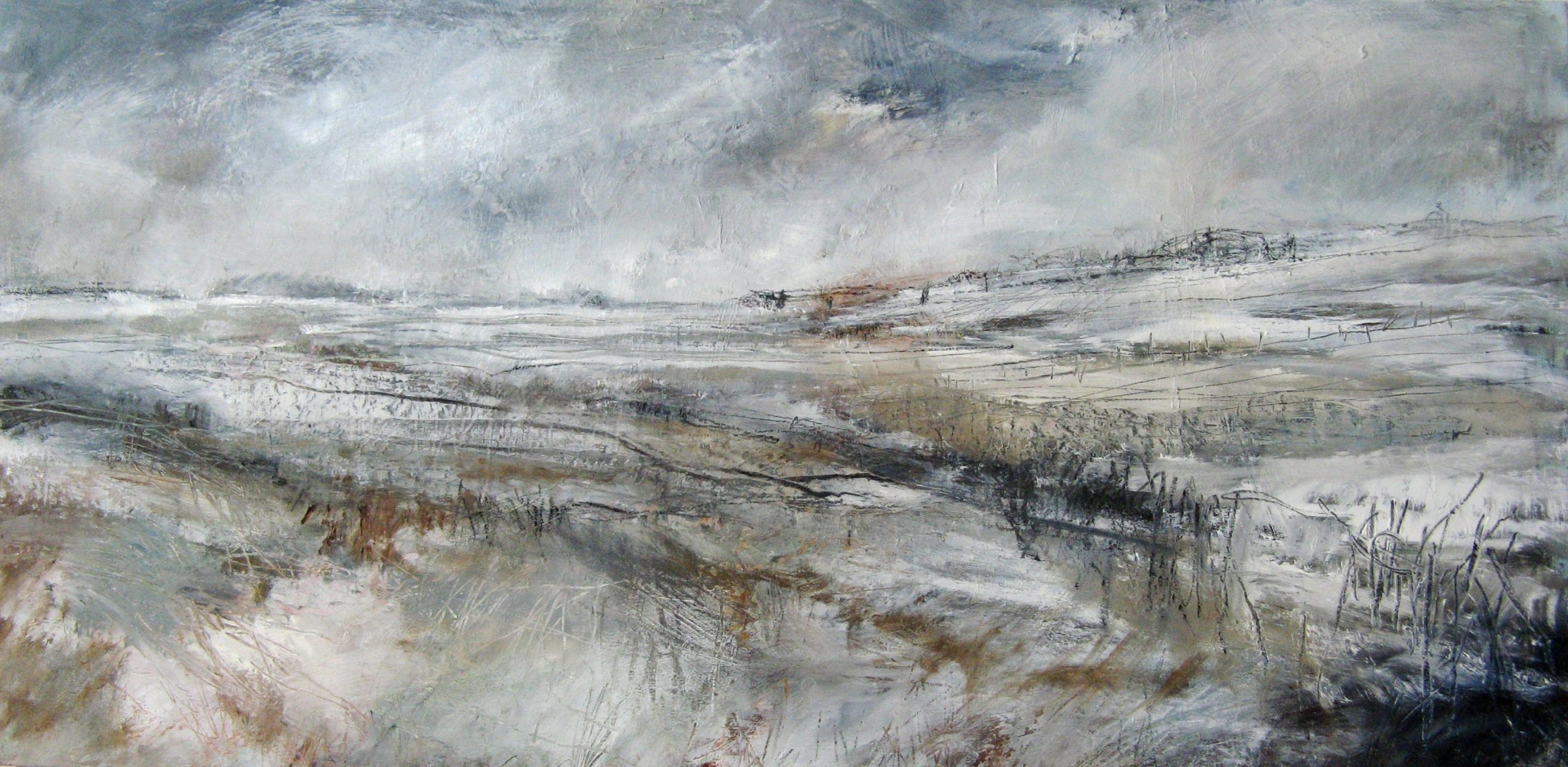 Windswept II, oil and charcoal on panel by Janine Baldwin PS