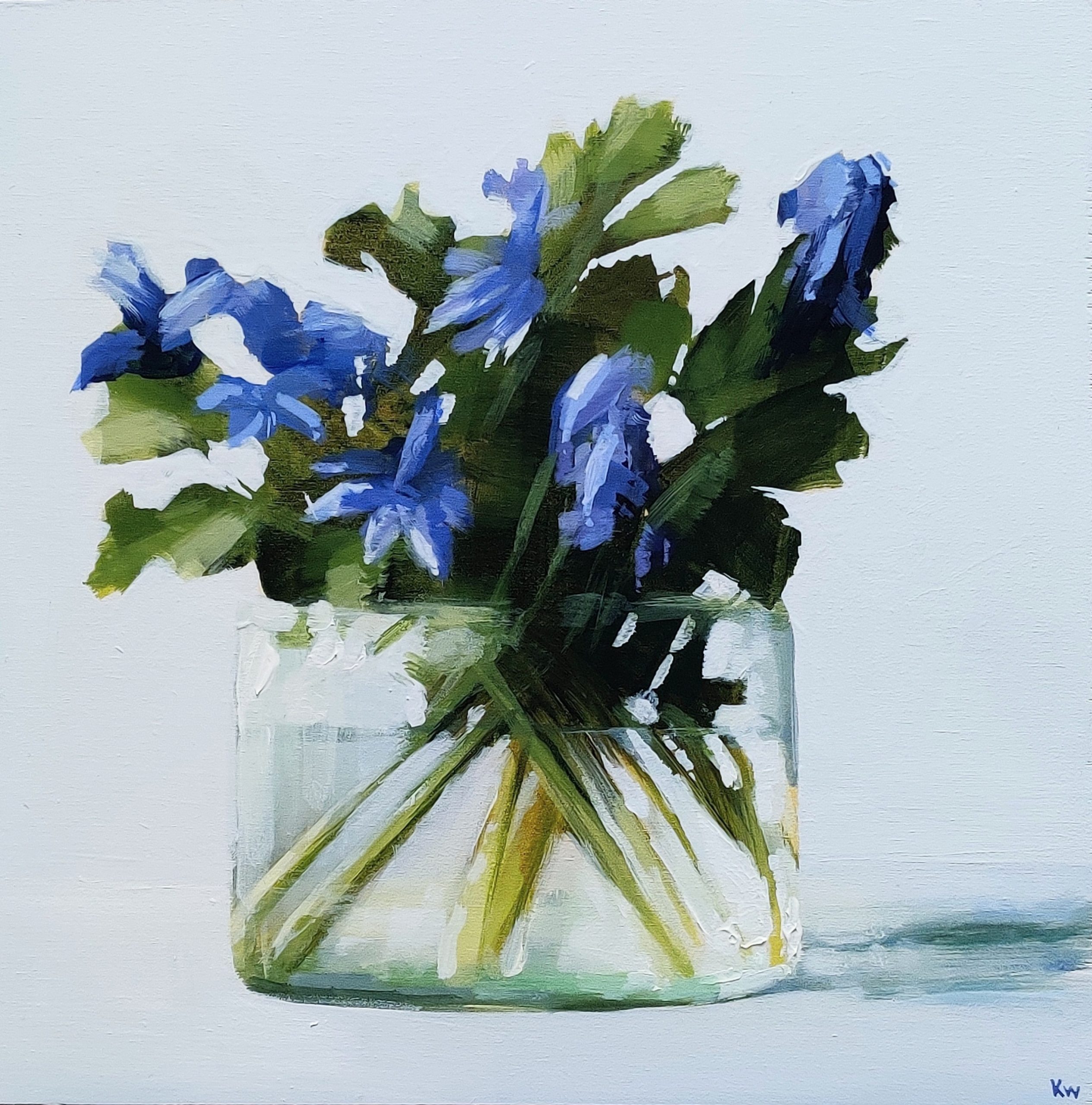 Jar of Blue Bells, original painting by Kirsty Whyatt