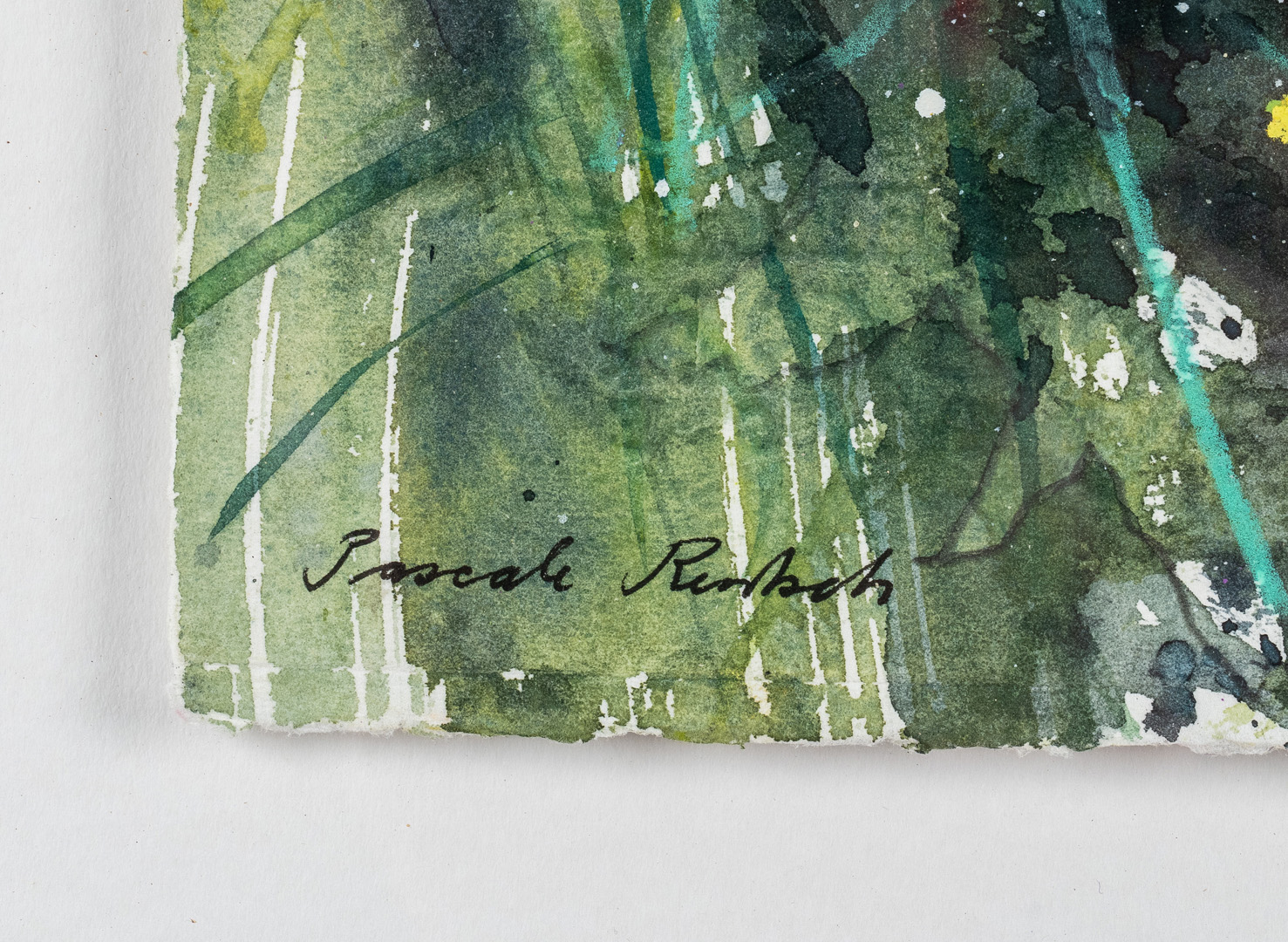 Signed detail of River Edge II, original painting by Pascale Rentsch RSW