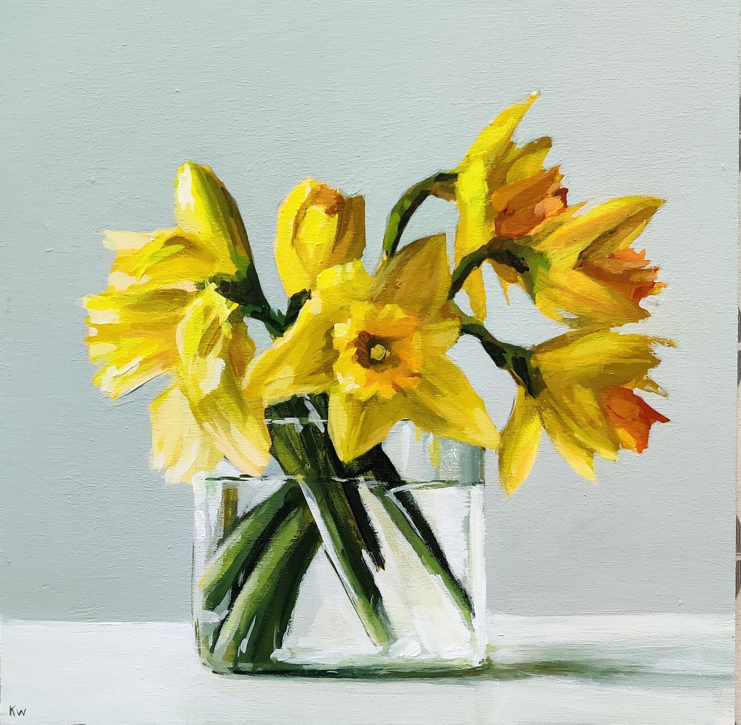 Jar of Daffs, original painting by Kirsty Whyatt