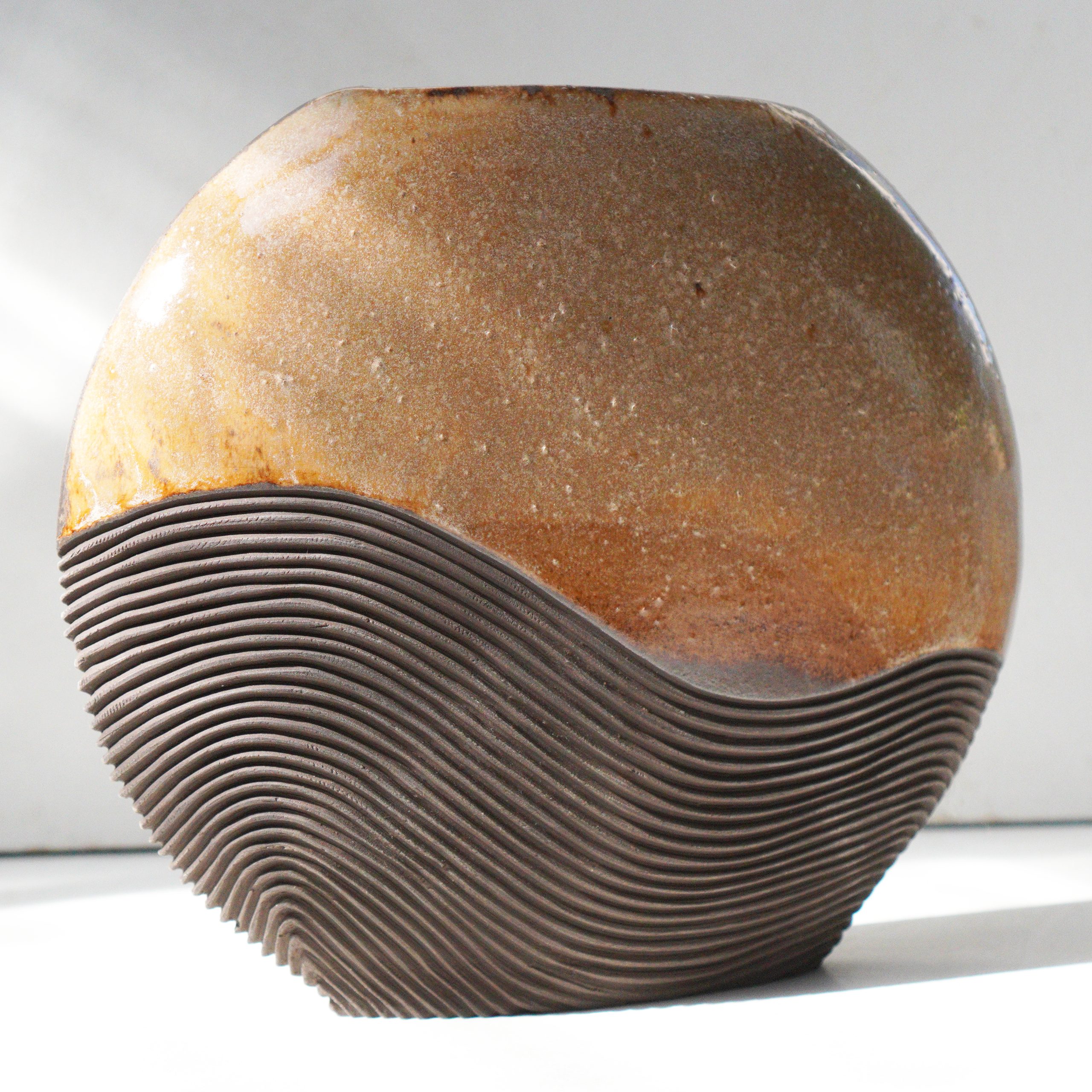 Disc Vessel, hand carved ceramics by Michele Bianco