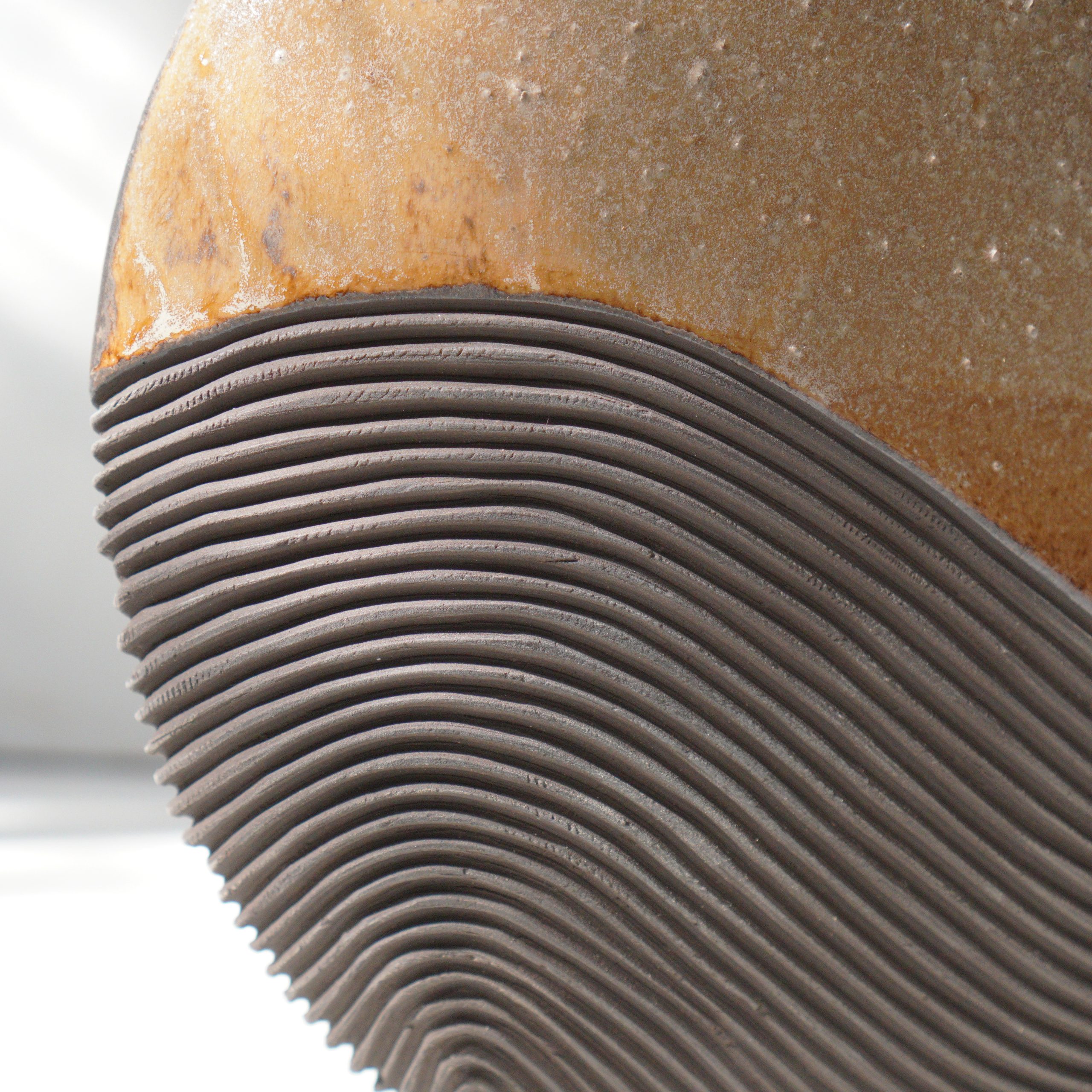 Detail 2 of Disc Vessel, hand carved ceramics by Michele Bianco
