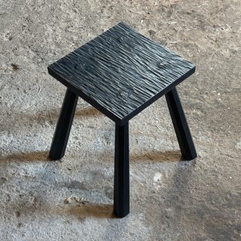 Oak Fireside Stool in Black by John Crossley