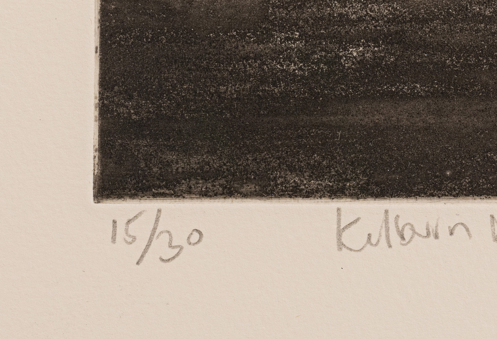 Edition detail of Kilburn White Horse, etching by Jason Hicklin RE
