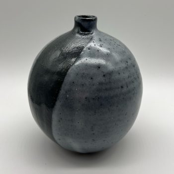 Poured Black and White Vase 1, stoneware vase by Illyria Pottery