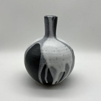 Poured Black and White Vase, stoneware vase by Illyria Pottery