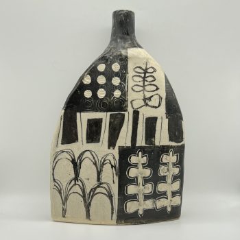 Shadow Play 2, slab-built ceramic bottle by Yvette Glaze.