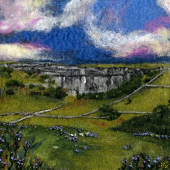 Thistles at Malham Cove, felt landscape by Janine Jacques
