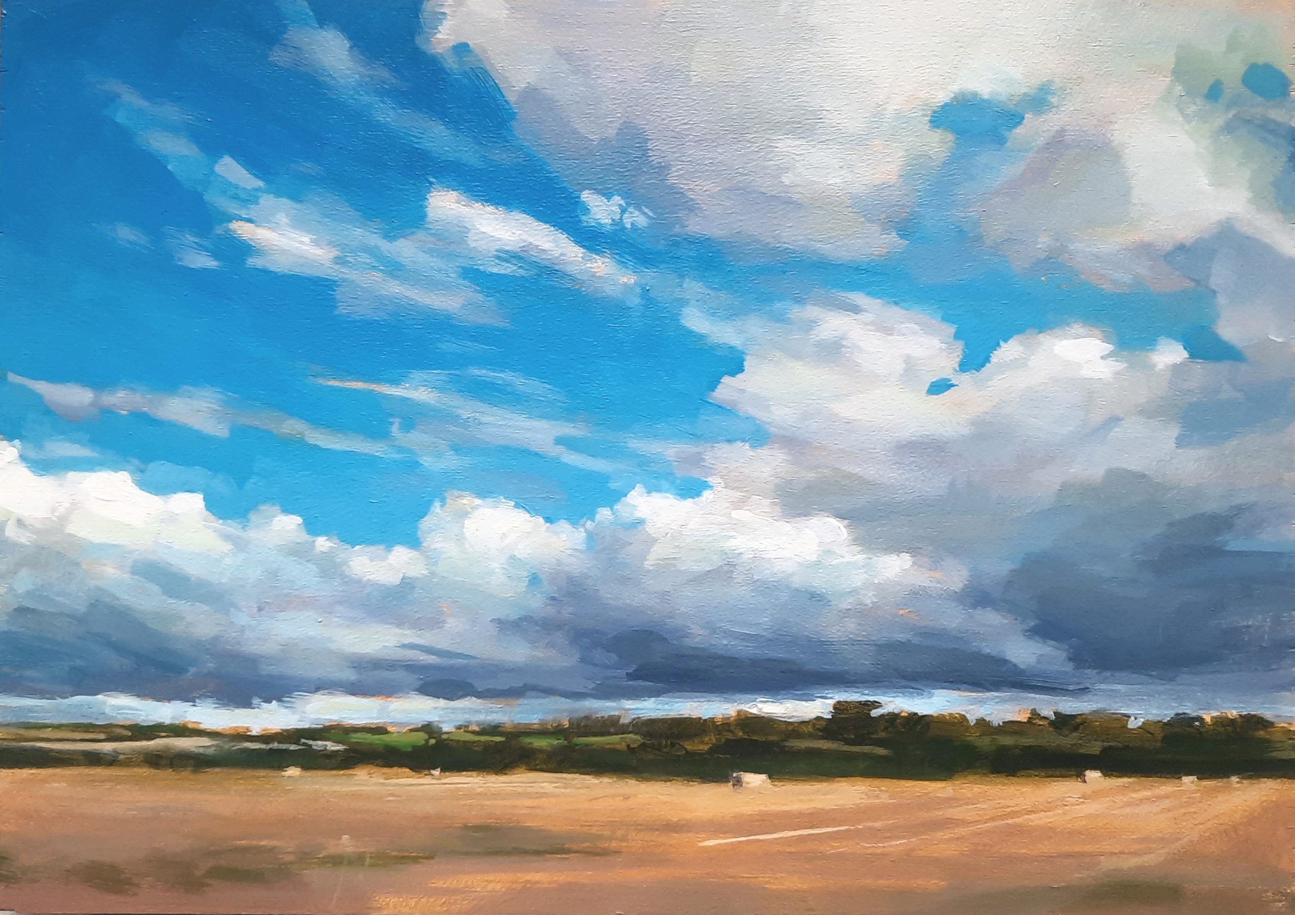 Bardsey Hay Bales, original landscape painting by Kirsty Whyatt