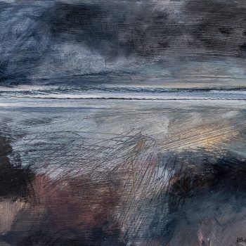 Night Swimming II, oil, acrylic, charcoal, graphite and watercolour pencil by Janine Baldwin PS