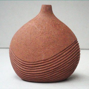 Large Landlines Bottle - Mid Terracotta, original ceramic by Michele Bianco