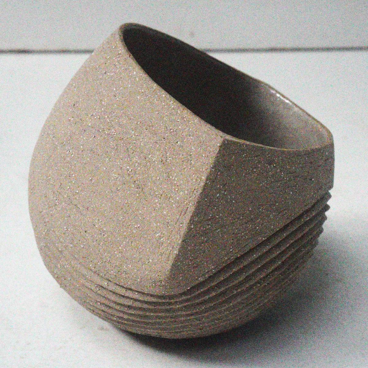 Side view of Medium Landlines Bowl in Warm Grey by Michele Bianco Side view of Medium Landlines Bowl in Warm Grey by Michele Bianco