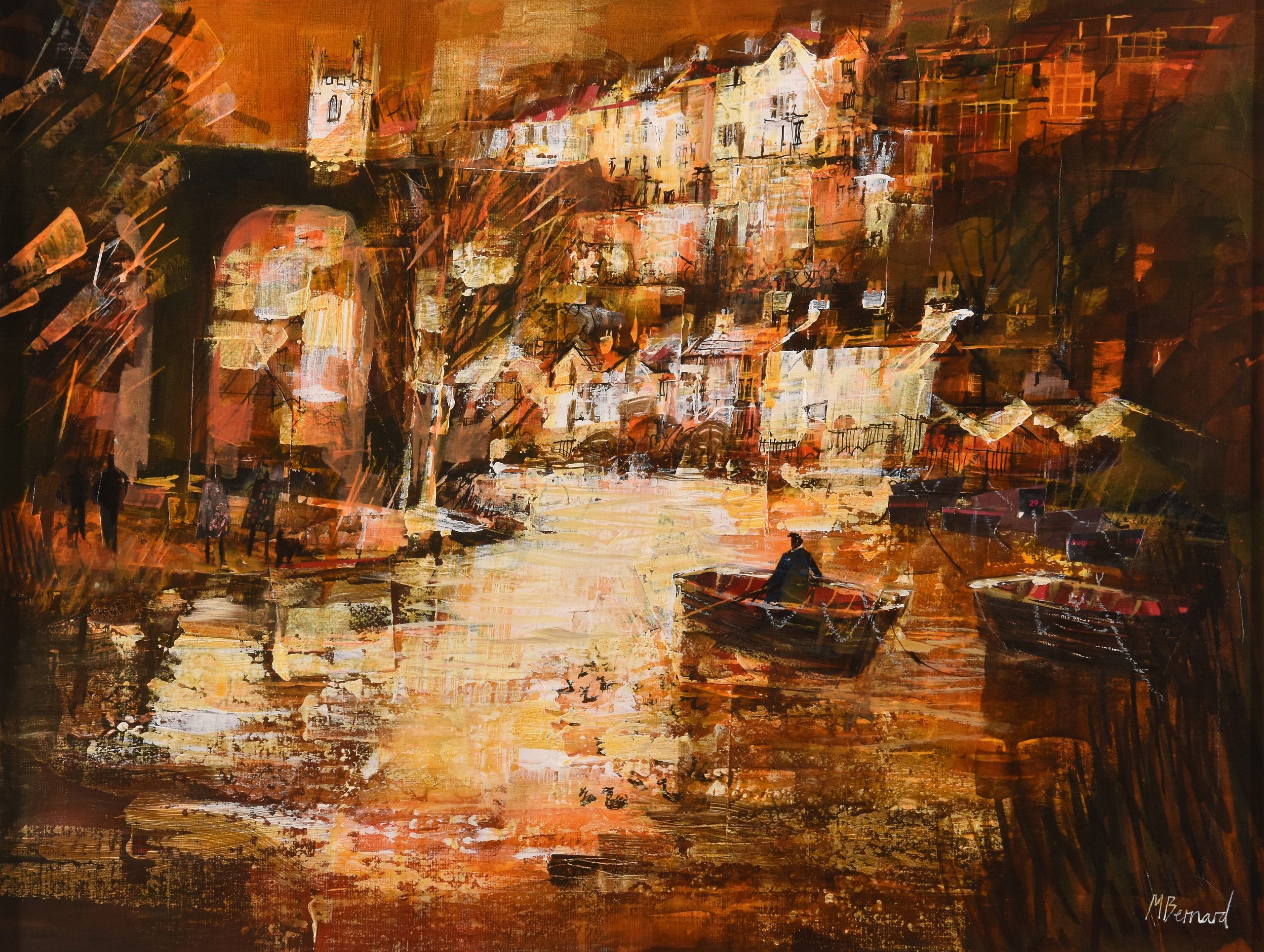 Evening Light Knaresborough by Mike Bernard RI, mixed media