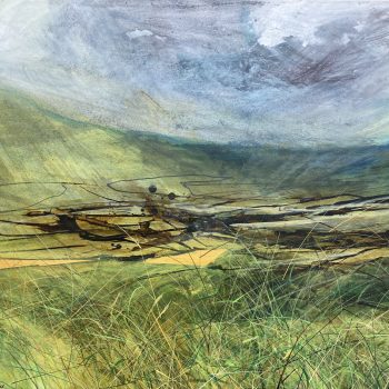 Farmland and Fell, original painting on board by Katharine Holmes