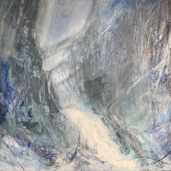 Limestone Waterfall in Spate, Gordale, oil on canvas by Katharine Holmes