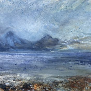 Rainy Days on the shore of Loch Kishorn, looking towards Skye, original painting by Katharine Holmes