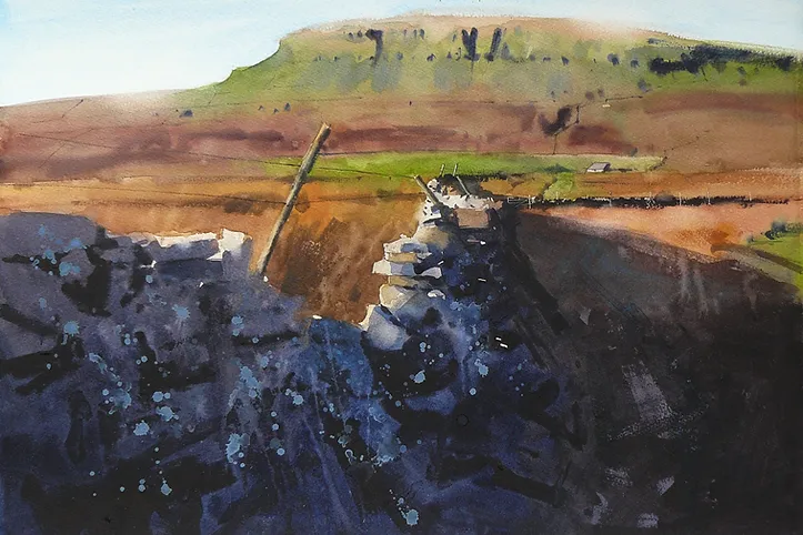 Wall Lines and Pen-y-ghent, original painting by Paul Talbot-Greaves