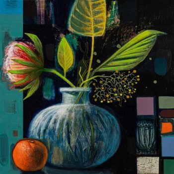 Roman Vase and Mosaic, mixed media painting by Tom Wood