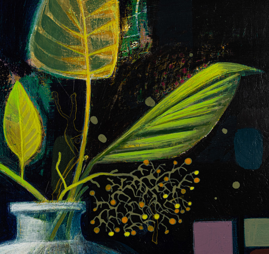 Detail of Roman Vase and Mosaic, mixed media painting by Tom Wood