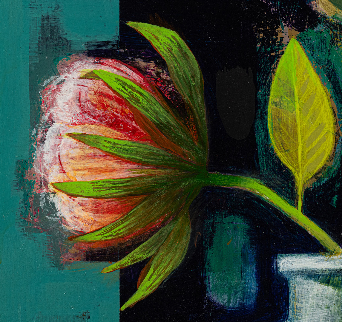 Detail 2 of Roman Vase and Mosaic, mixed media painting by Tom Wood