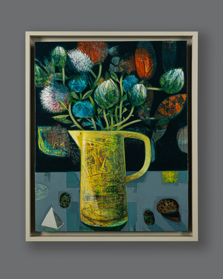 Flowerpiece One, original painting by Tom Wood, framed