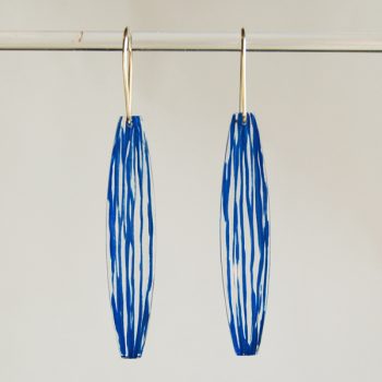 Blue Seed Earrings, handmade acrylic earrings by Sarah Packington