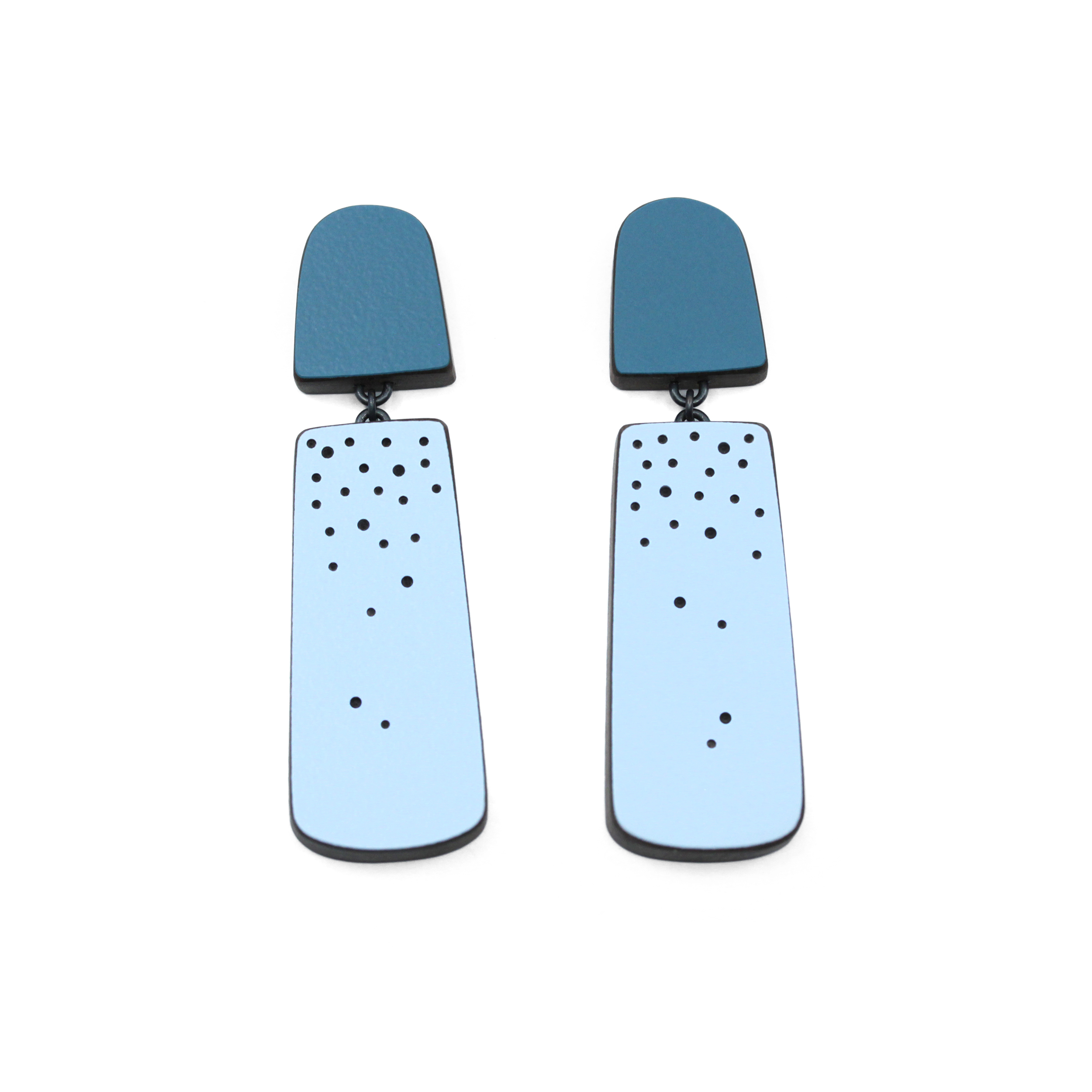 Double Laminate Earrings - Teal and Light Blue by Emily Kidson