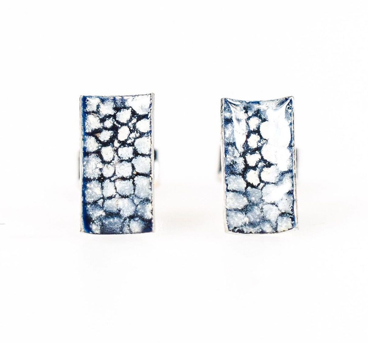 Mini Rectangle Curved Studs - Blue by Emily Higham