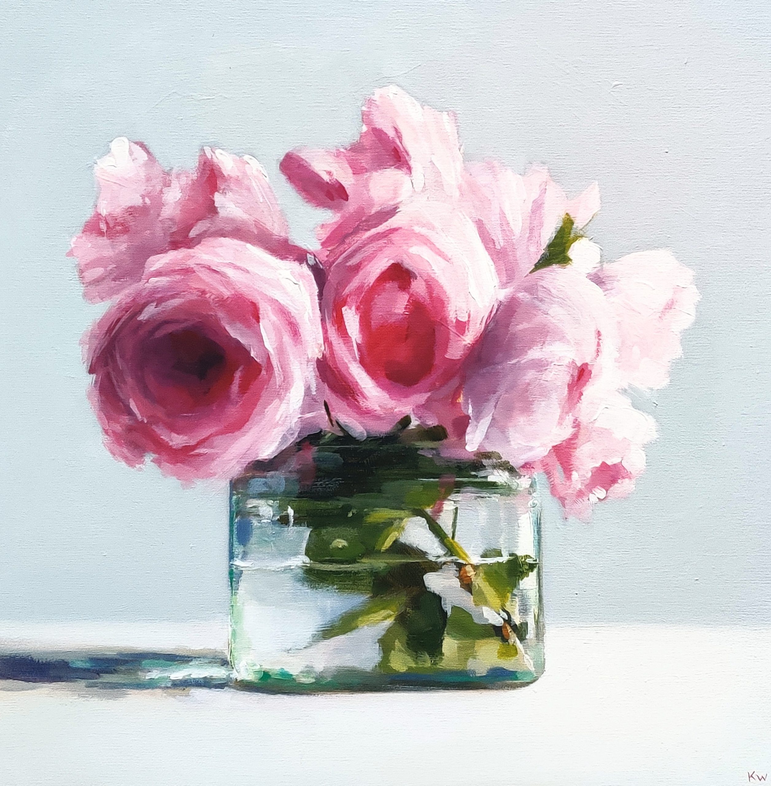 Tumbling Pinks, original painting by Kirsty Whyatt