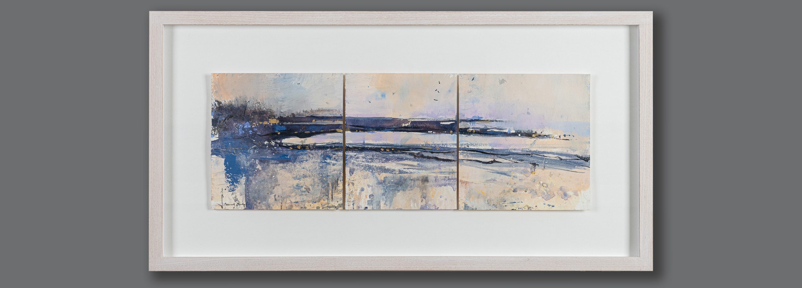 Sea Light, triptych painting by Pascale Rentsch RSW, framed