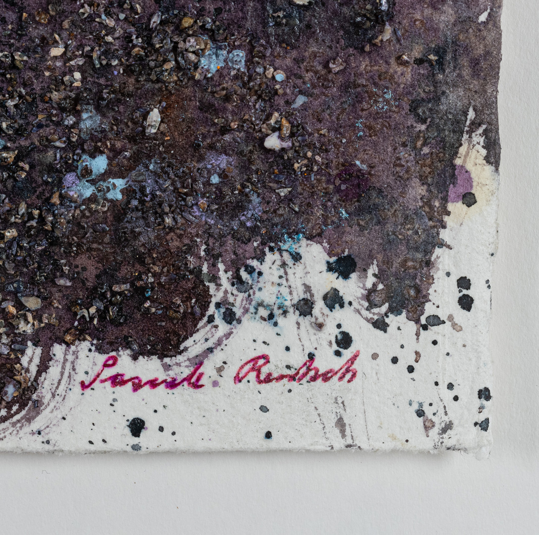 Signed detail of Gold in the Dark I, original painting by Pascale Rentsch RSW