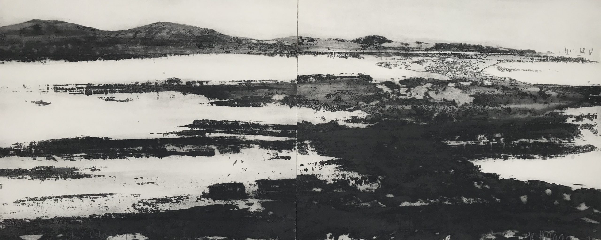 Stour Estuary, dyptych, etching by Jason Hicklin RE