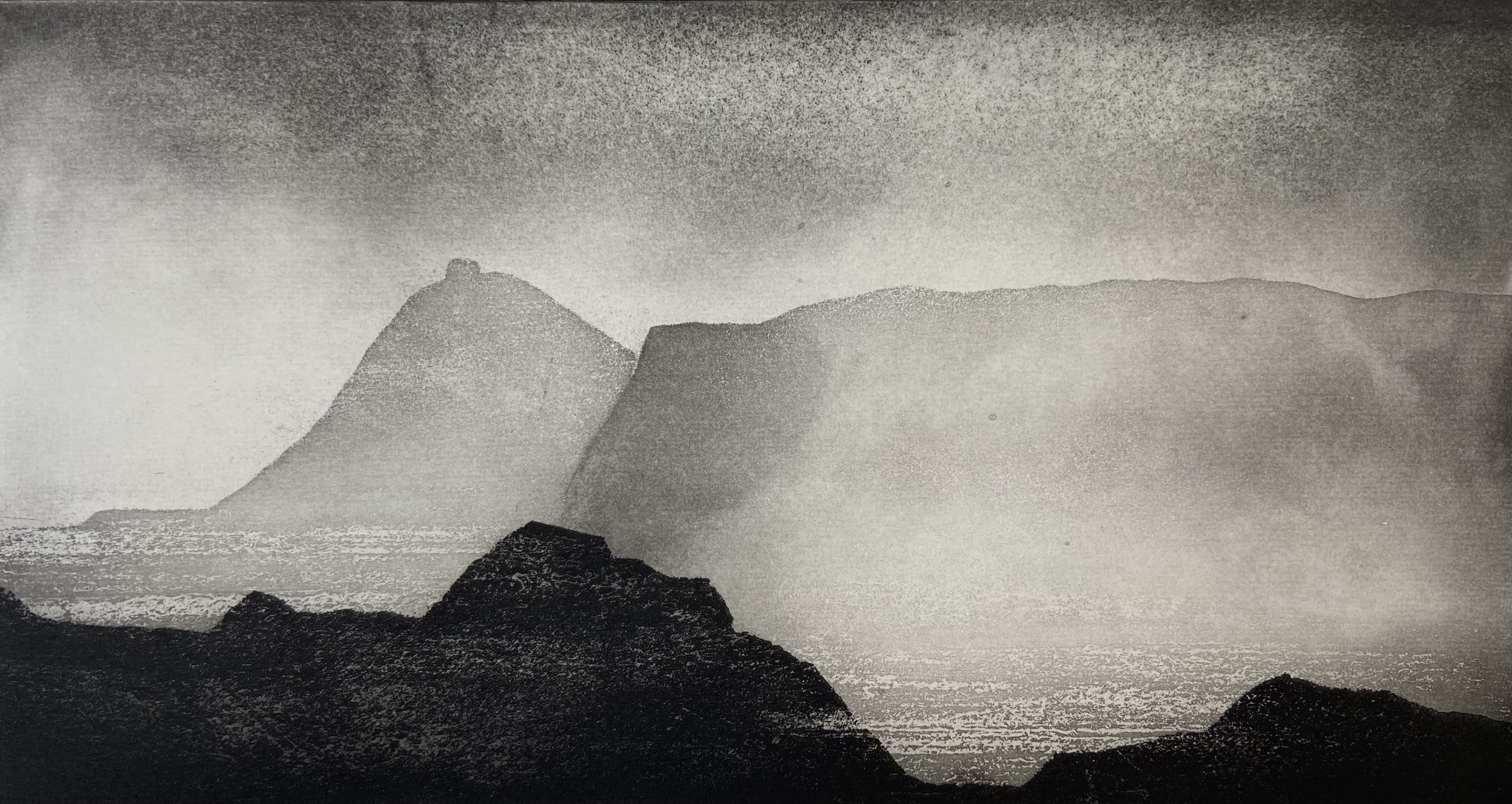 Blue Lagoon, Abereiddi, limited edition etching by Jason Hicklin RE