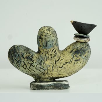 Plant Form Cairn & Black Bird by Shirley Vauvelle