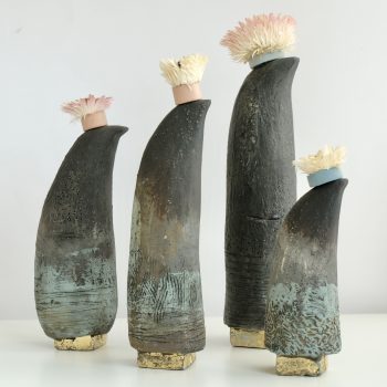 Flower Thinkers, original ceramic sculpture by Shirley Vauvelle