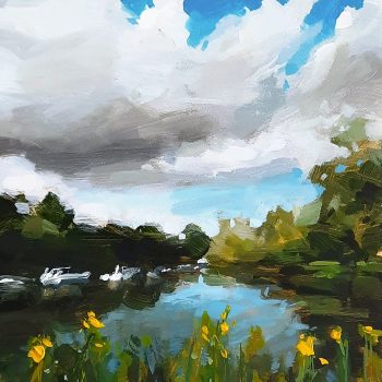 Boats at Naburn, original painting by Kirsty Whyatt