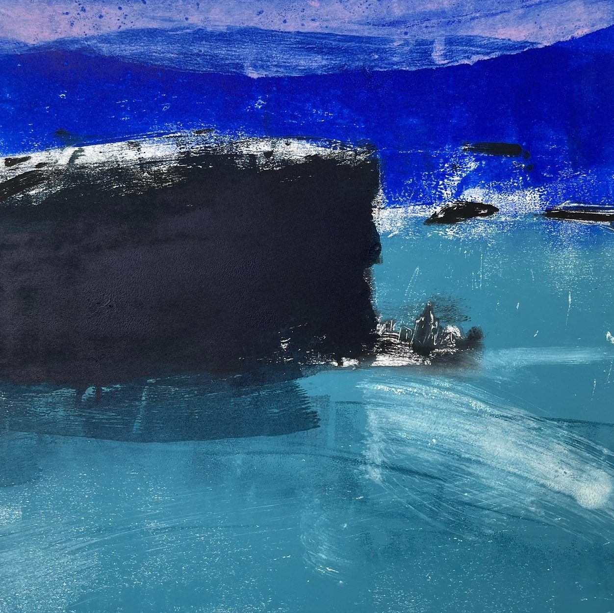 Oronsay, monotype by Caroline Bailey RSW