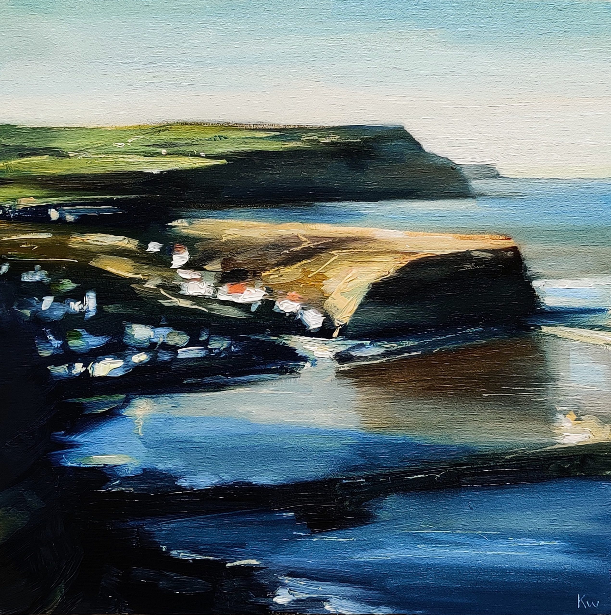 Over Staithes, original oil painting by Kirsty Whyatt
