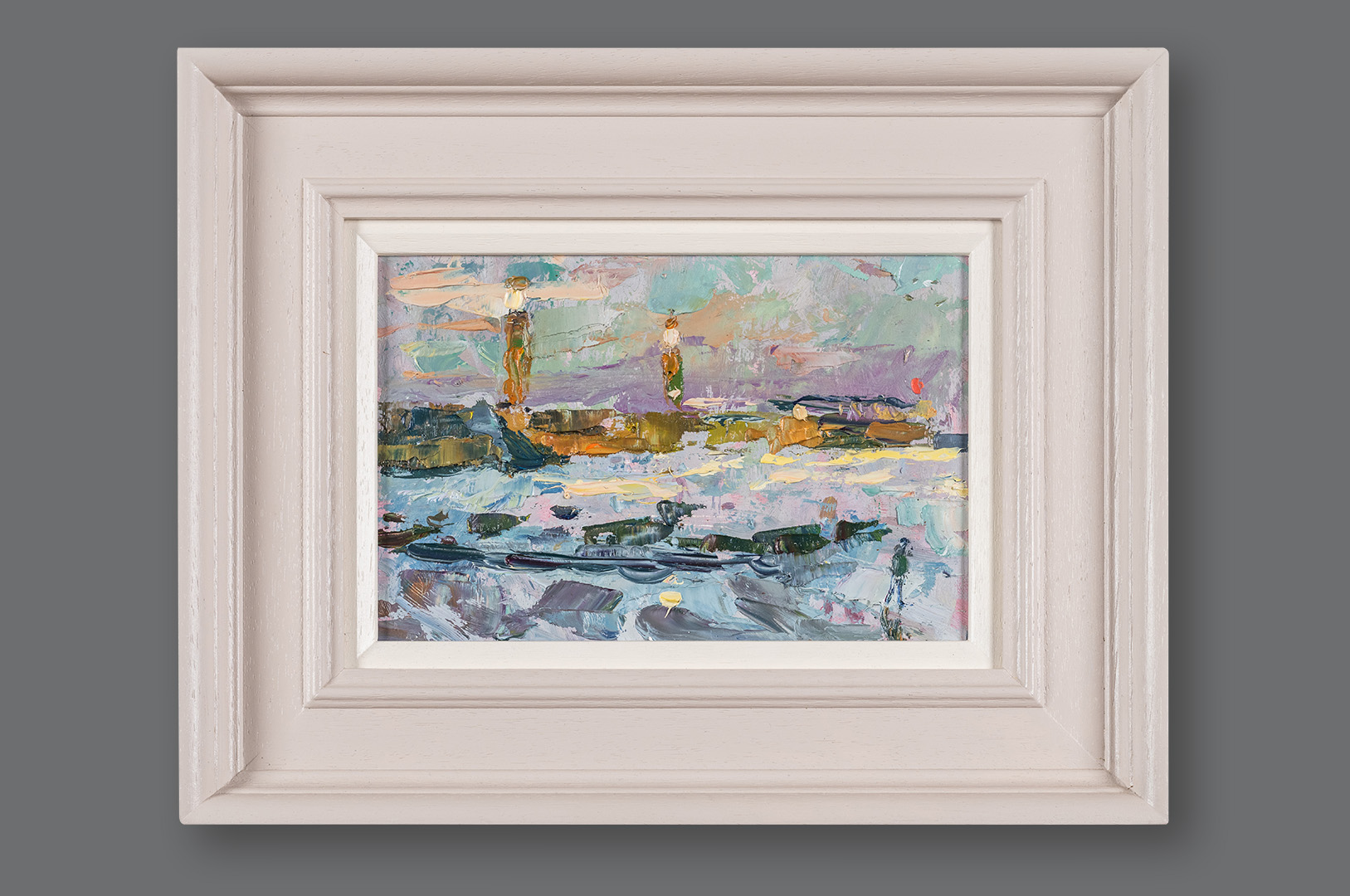 Early Morning Whitby, original painting by Andrew Farmer ROI, framed