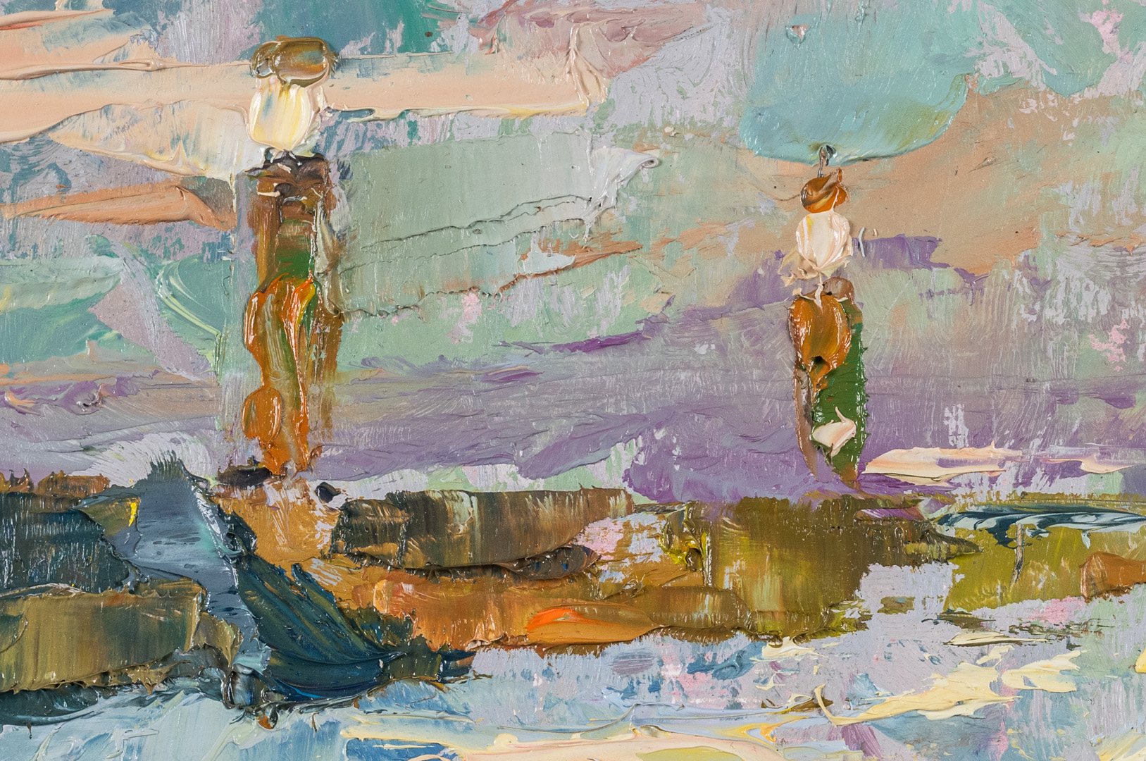 Detail of Early Morning Whitby, original painting by Andrew Farmer ROI