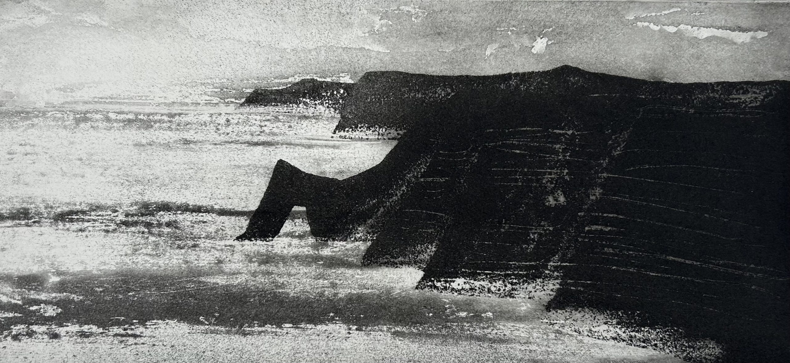 Buckton Cliffs from Speeton Cliffs, limited edition etching by Jason Hicklin RE